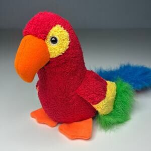 Russ Luv Pets Polly Parrot Plush Bird 5” Red Stuffed Animal Beanie Vintage